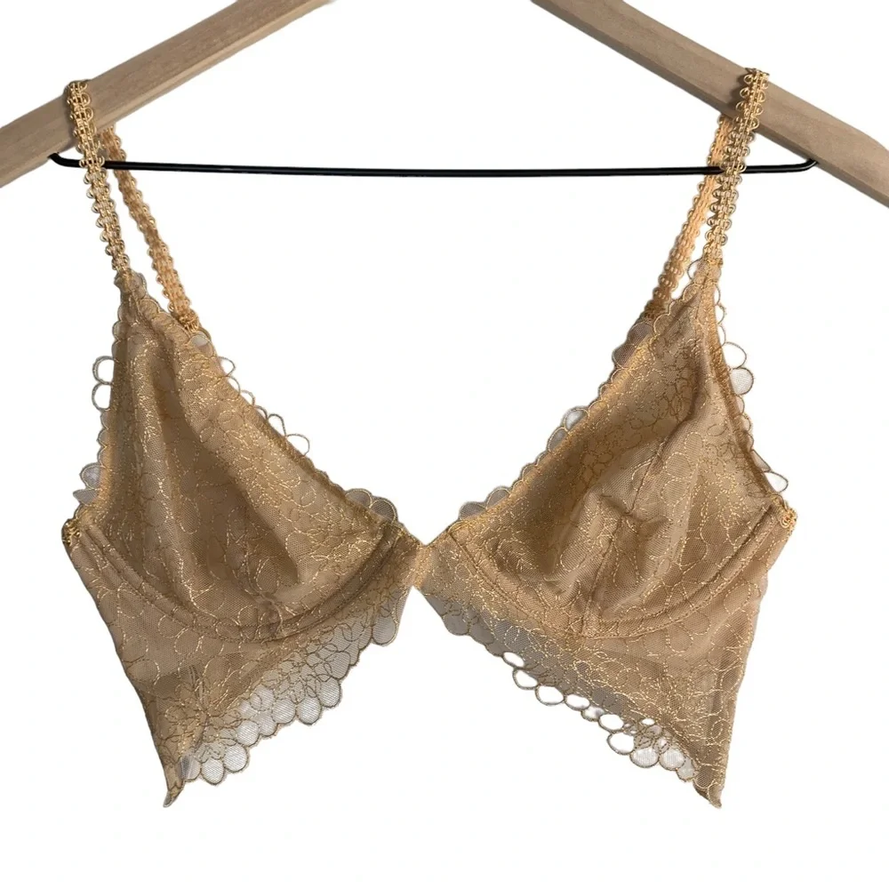 Free People Lucia Underwire Bra‎ Wheat Sunset New NWT 32 D
